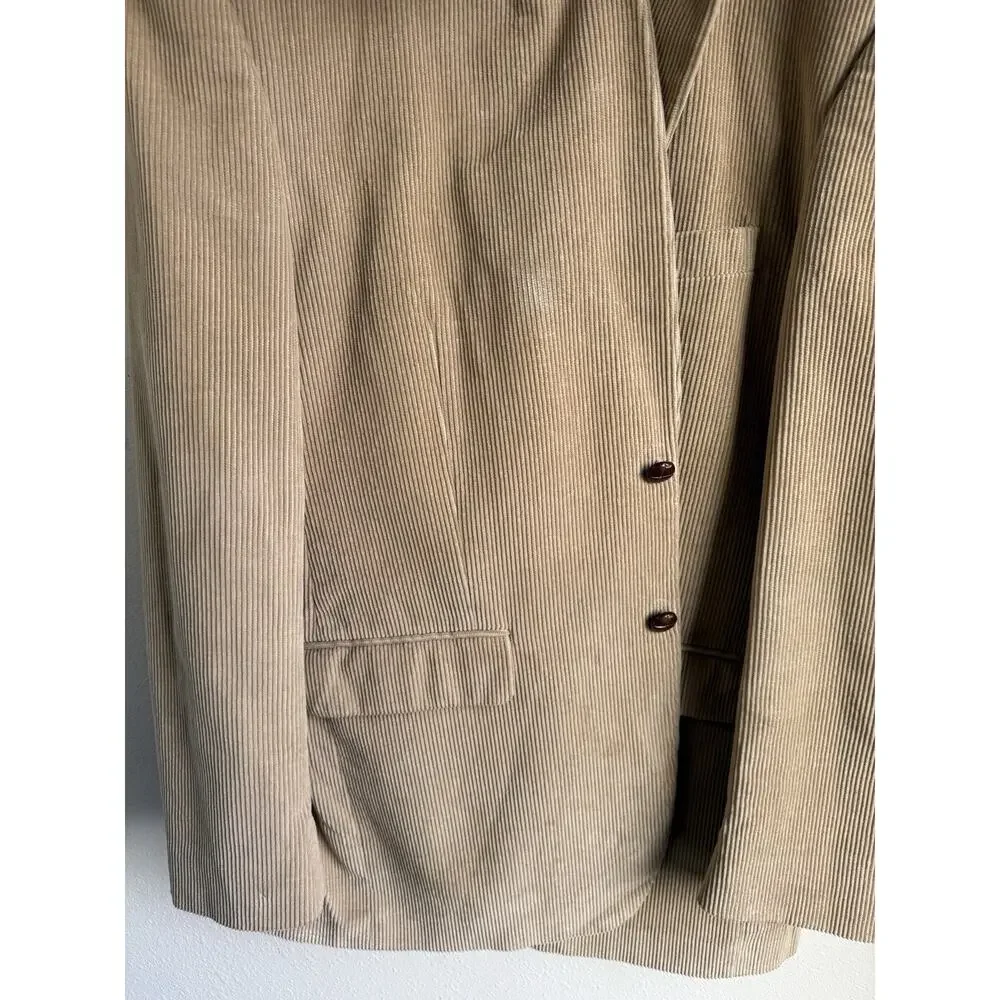 VTG Lauren Ralph Lauren Men's Blazer Corduroy 44L Tan Jacket Paisley Lining